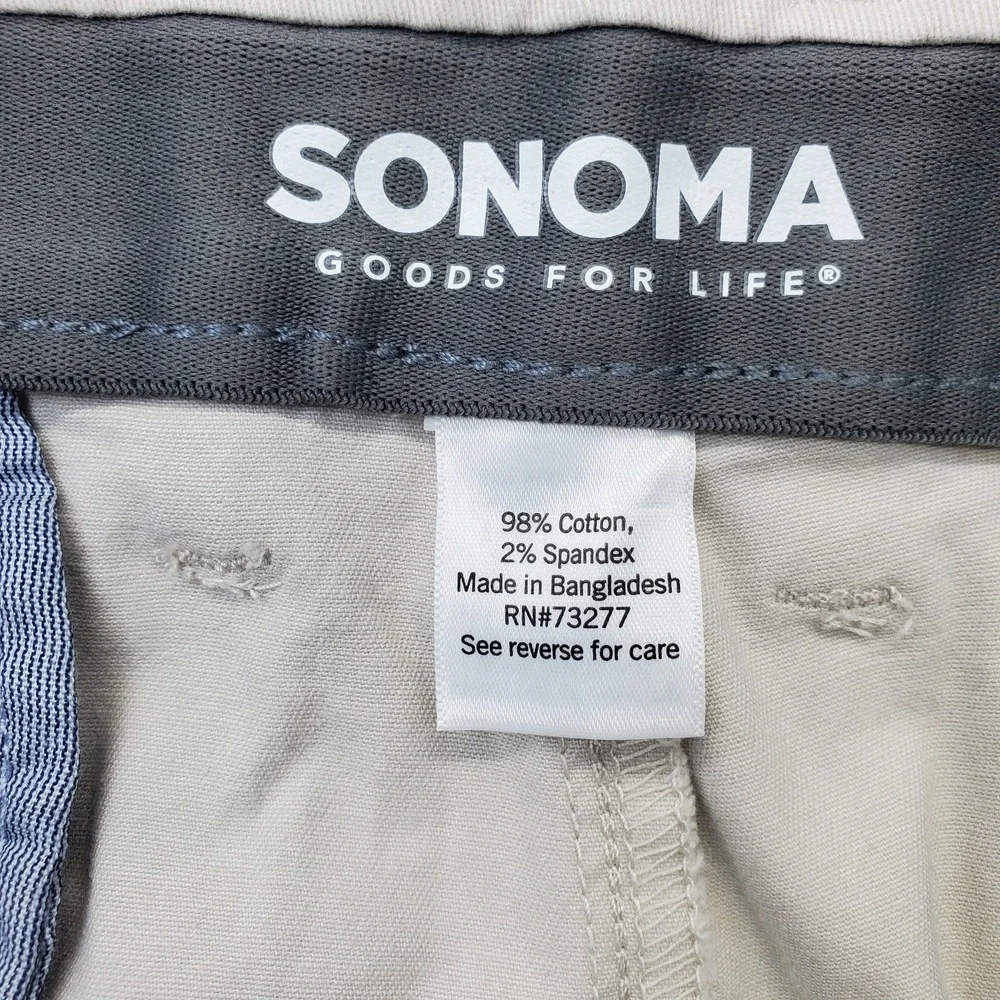 Sonoma Chino Pants Mens 40/36 Tan Flexwear Stretch Slash Pocket Straight Leg